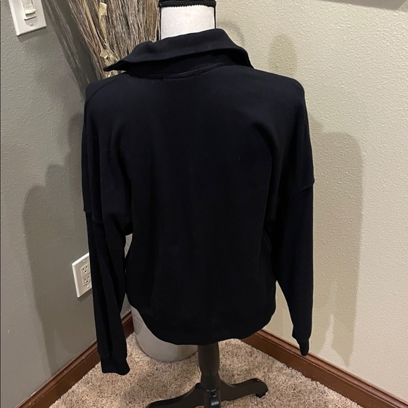 PERFECT WHITE TEE Women's Tyra Black Zip Pullover Sweatshirt Jacket Preppy Small - Picture 7 of 10